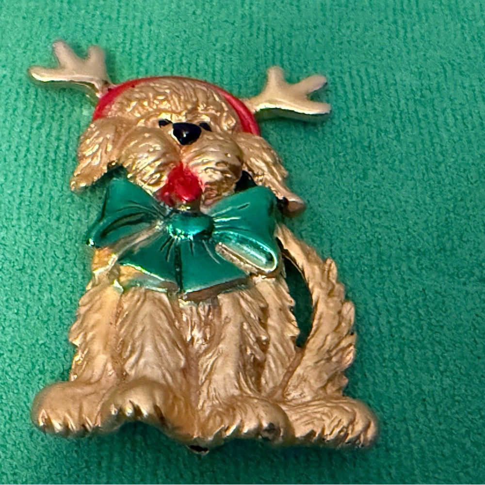 Vintage AJC Christmas Dog Pin